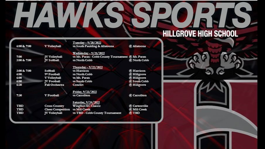 Hawks Sports for week of 9-19-22